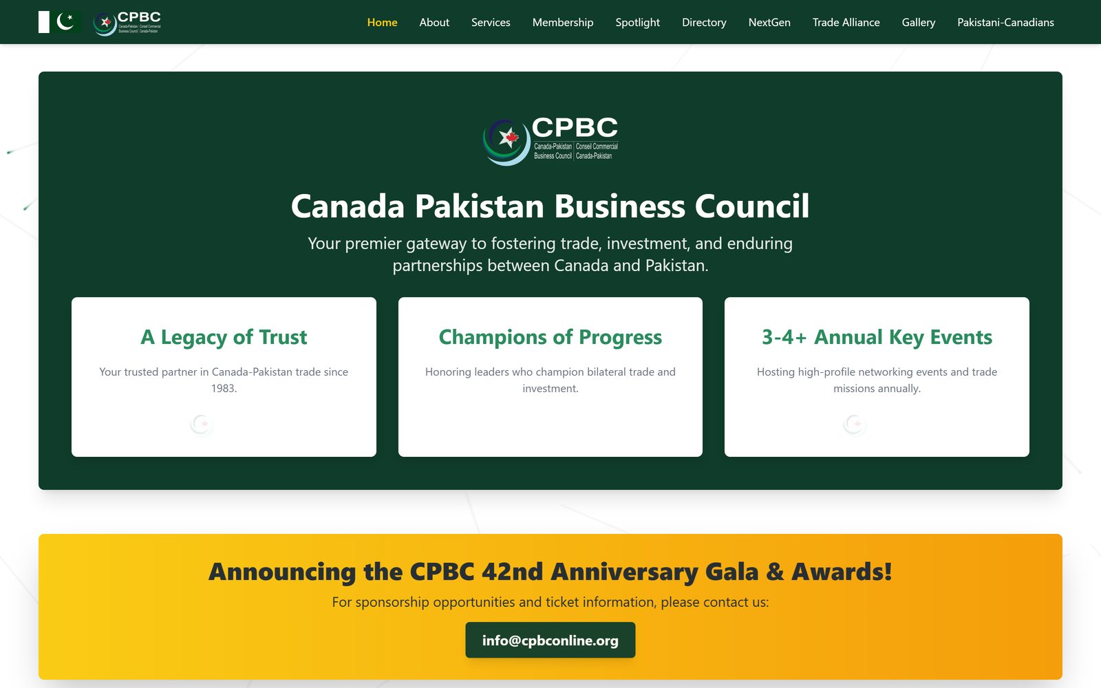 Canada Pakistan Business Council homepage