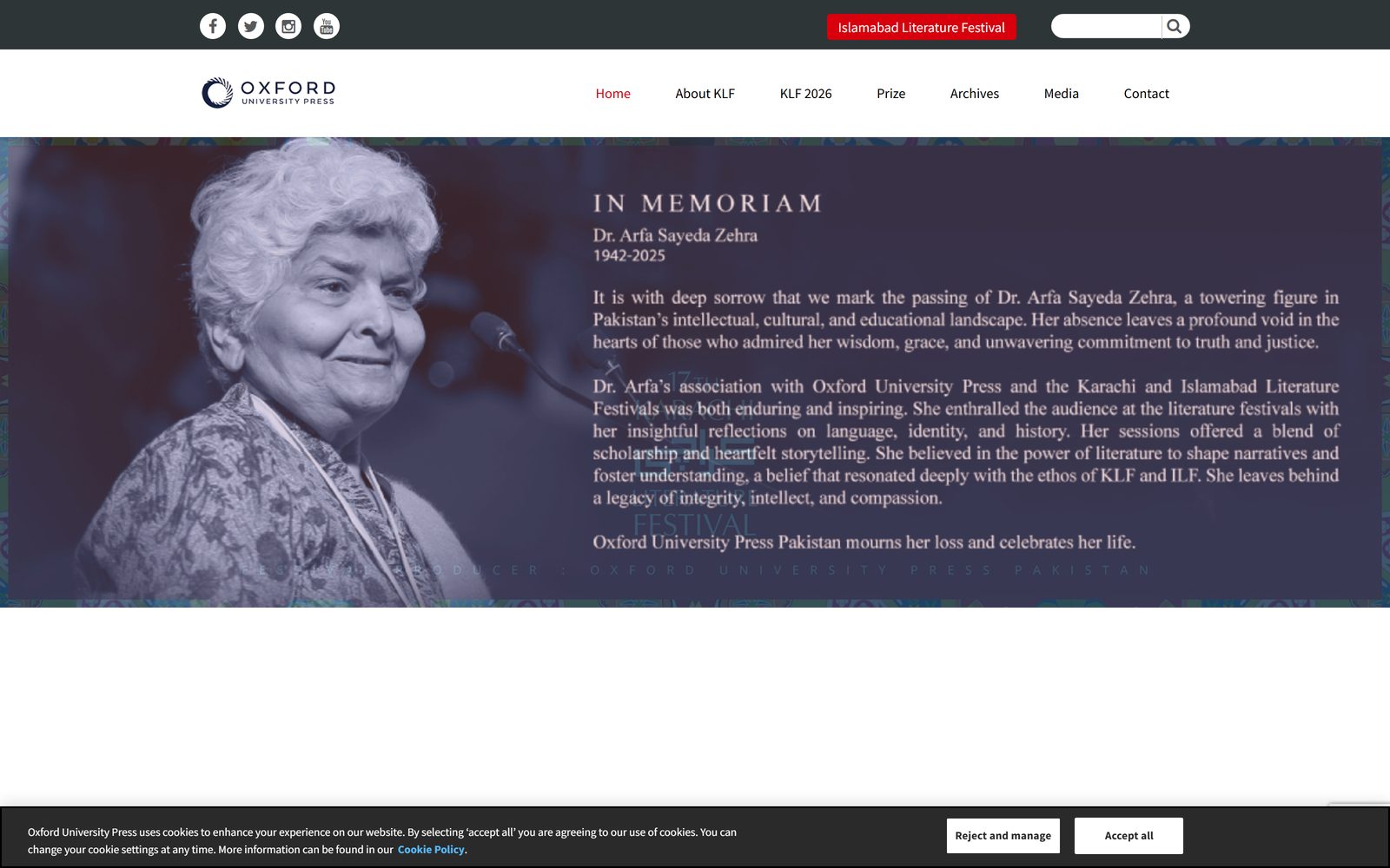 Karachi Literature Festival homepage