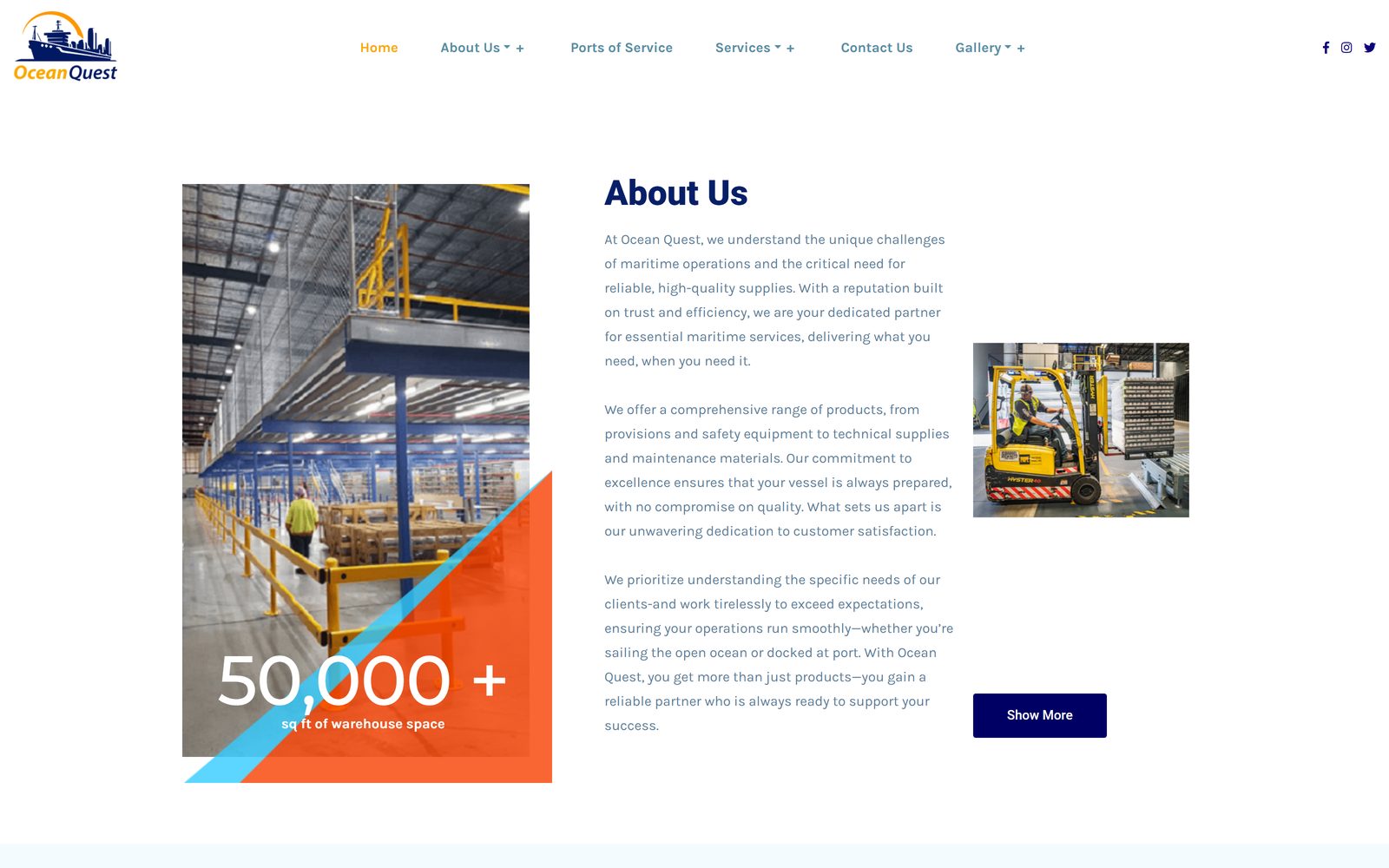 Ocean Quest Ship Supply homepage