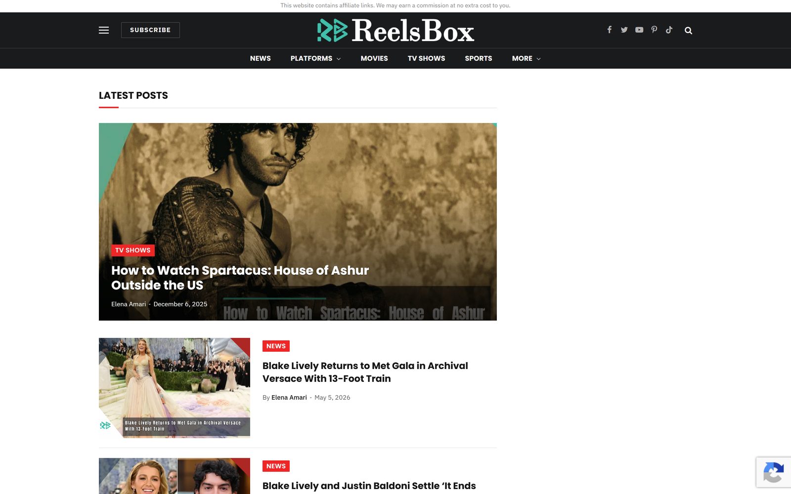 Reelsbox homepage