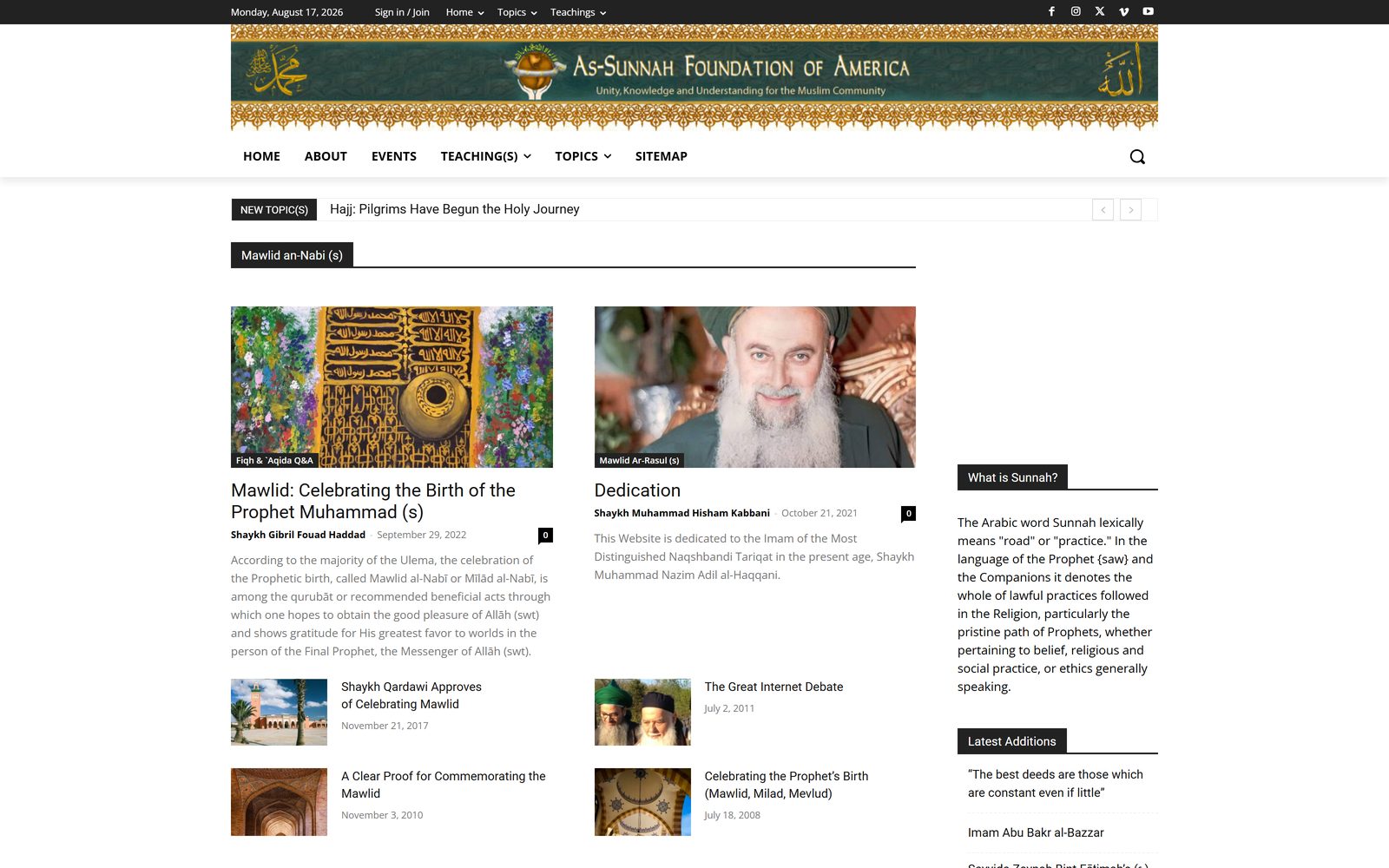 Sunnah homepage